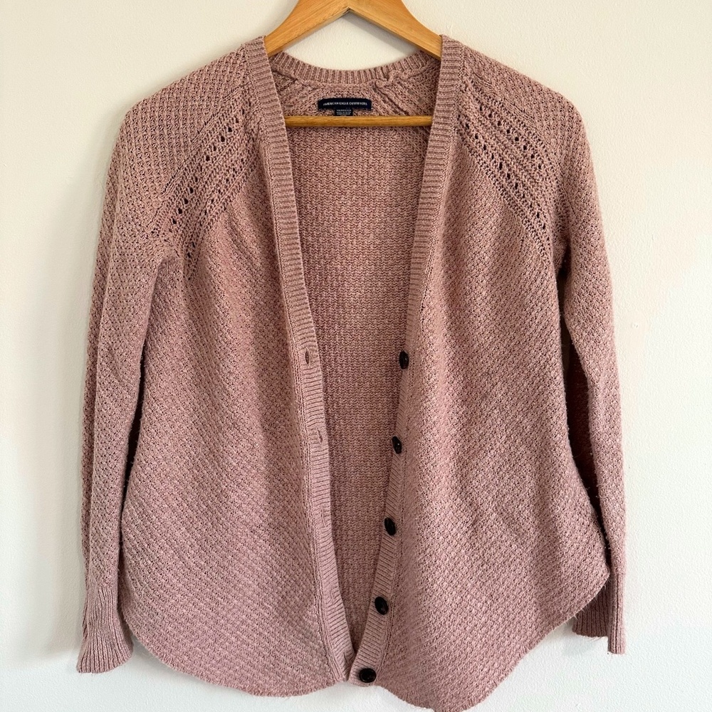 American Eagle Pink soft knit cardigan XS